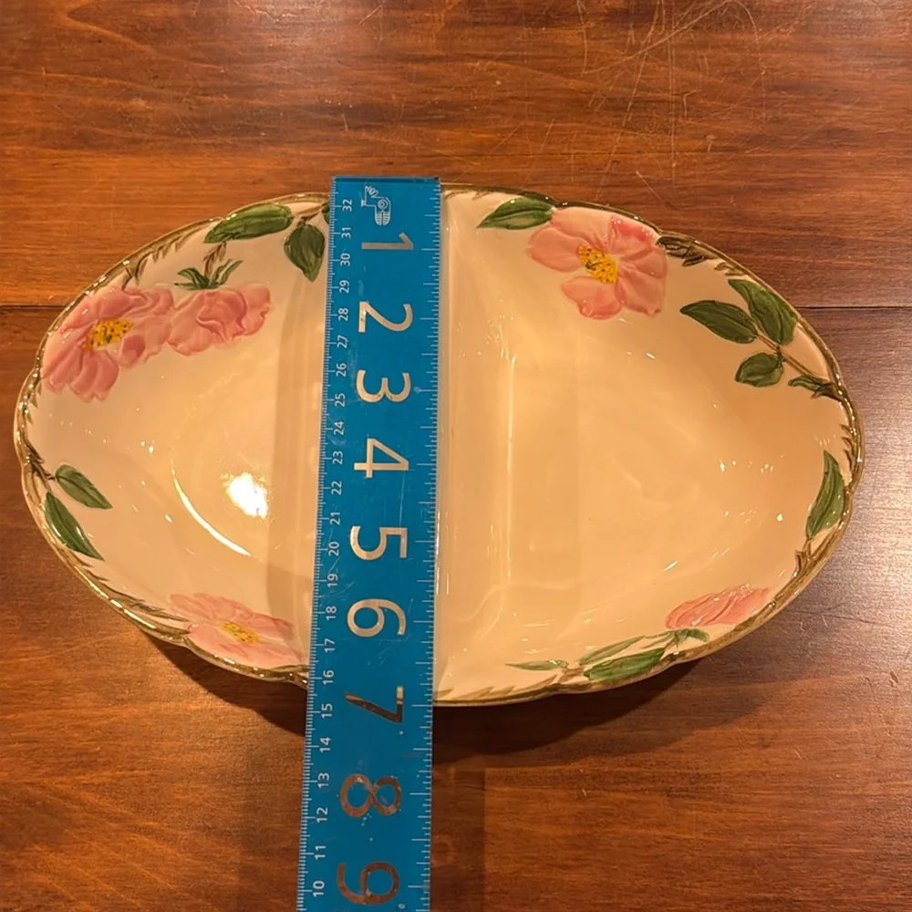 VINTAGE Franciscan Desert Rose Divided Serving Dish Pink Floral Cottagecore USA
